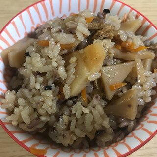 しっかり味の雑穀米筍ご飯♡